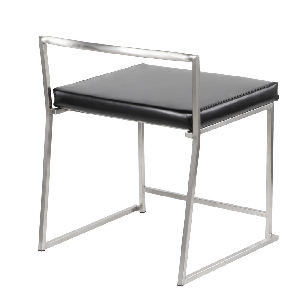 Fuji Contemporary Stackable Dining Chair in Black Faux Leather - Set Of 2. Picture 4