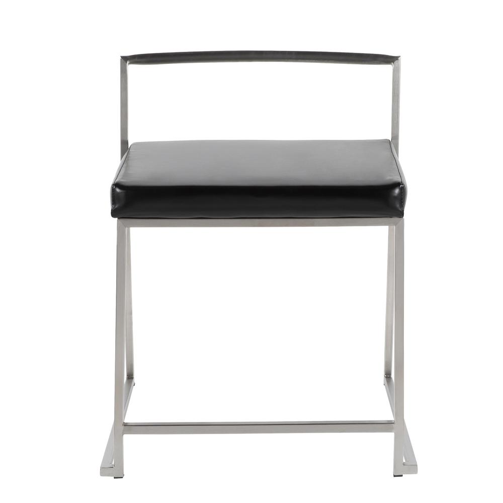 Fuji Contemporary Stackable Dining Chair in Black Faux Leather - Set Of 2. Picture 6