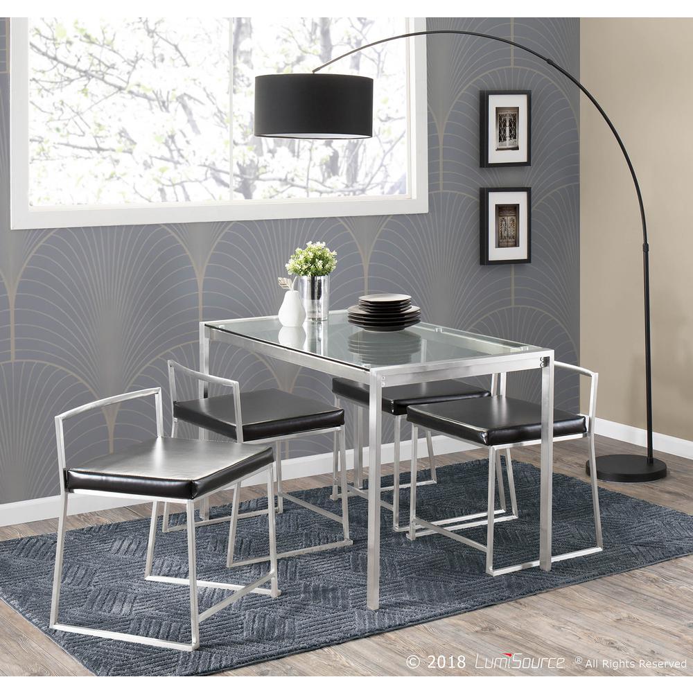Fuji Contemporary Stackable Dining Chair in Black Faux Leather - Set Of 2. Picture 8