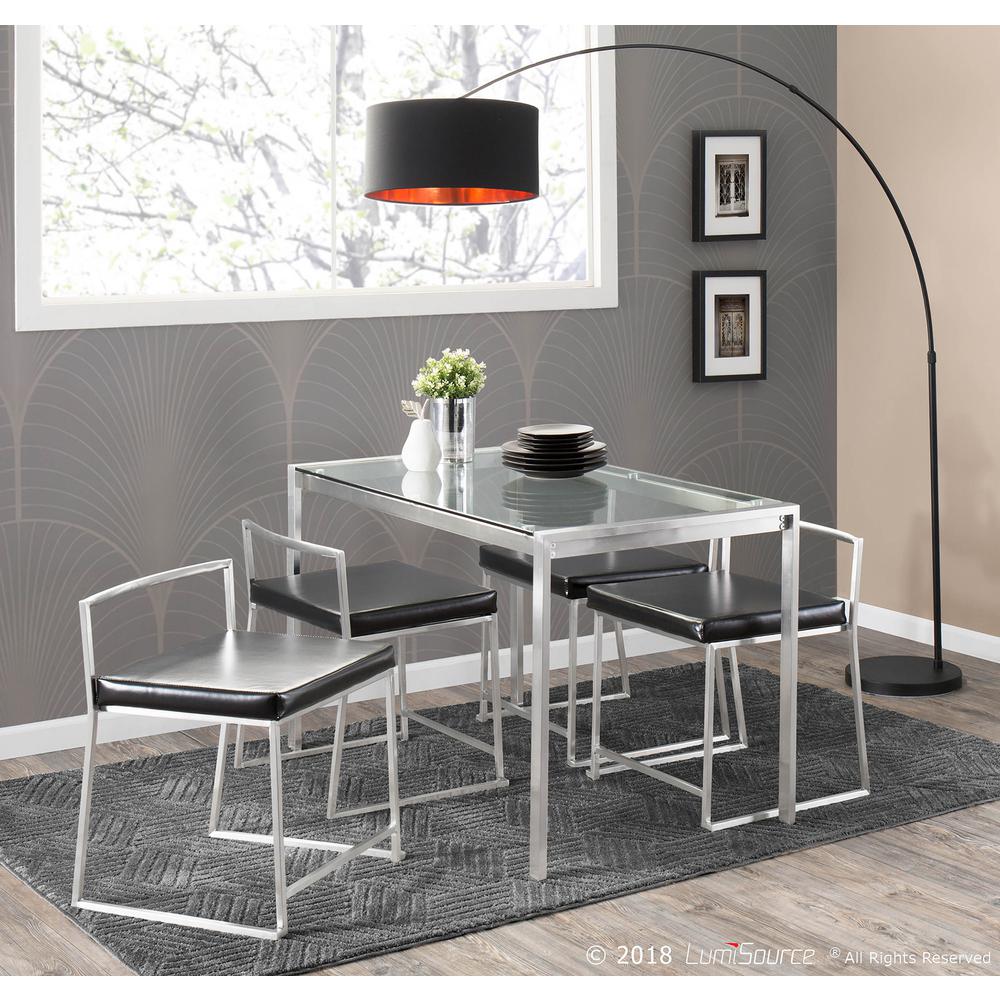 Fuji Contemporary Stackable Dining Chair in Black Faux Leather - Set Of 2. Picture 9
