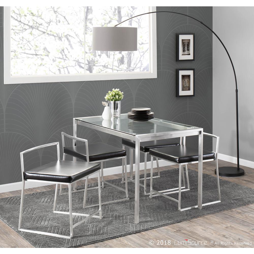 Fuji Contemporary Stackable Dining Chair in Black Faux Leather - Set Of 2. Picture 10