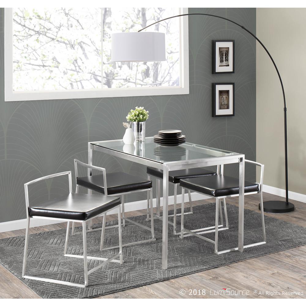 Fuji Contemporary Stackable Dining Chair in Black Faux Leather - Set Of 2. Picture 11