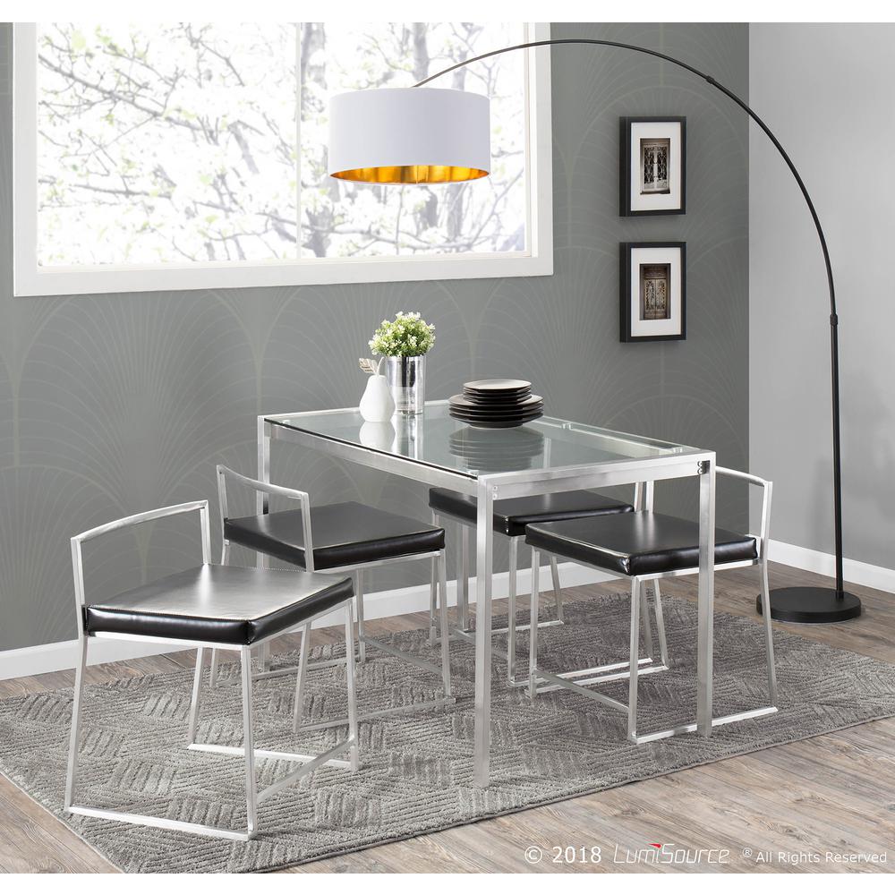 Fuji Contemporary Stackable Dining Chair in Black Faux Leather - Set Of 2. Picture 12