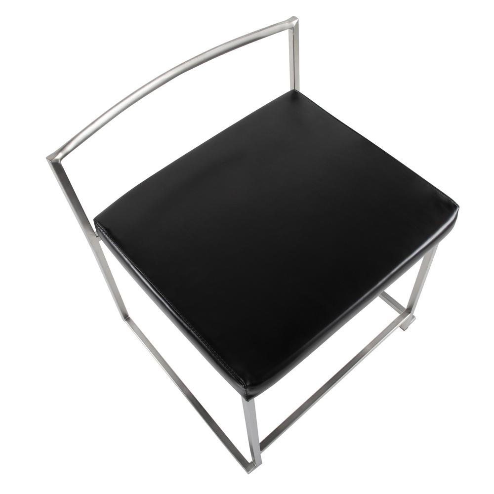 Fuji Contemporary Stackable Dining Chair in Black Faux Leather - Set Of 2. Picture 7
