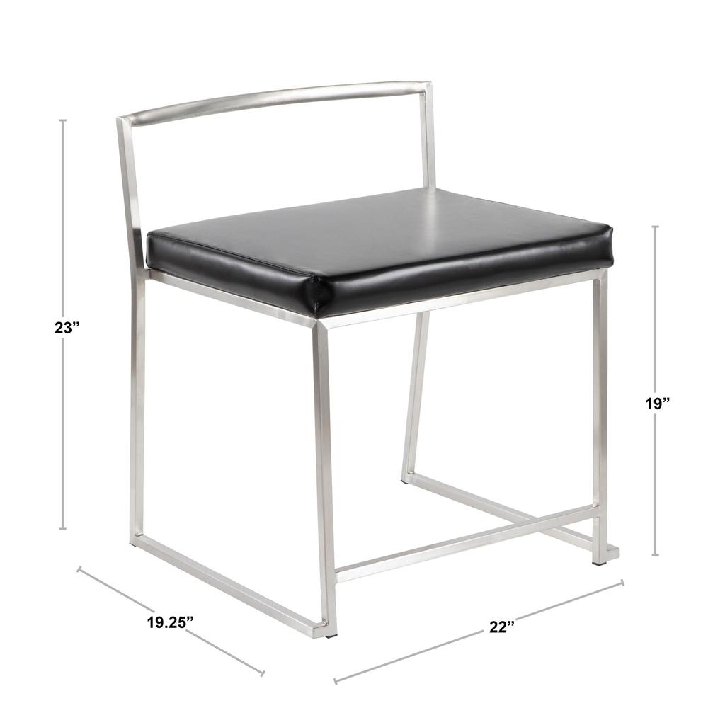 Fuji Contemporary Stackable Dining Chair in Black Faux Leather - Set Of 2. Picture 13