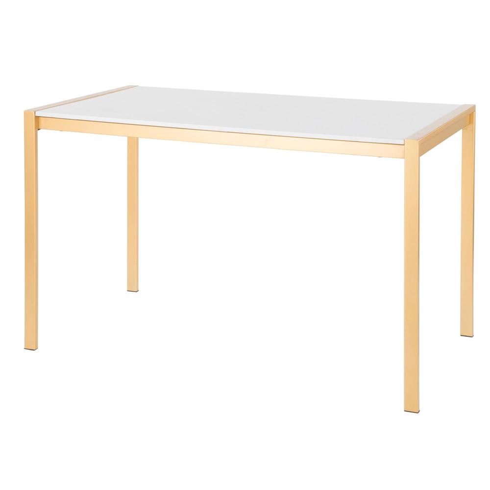 Gold Metal, White Marble Fuji Dinette Table. Picture 3