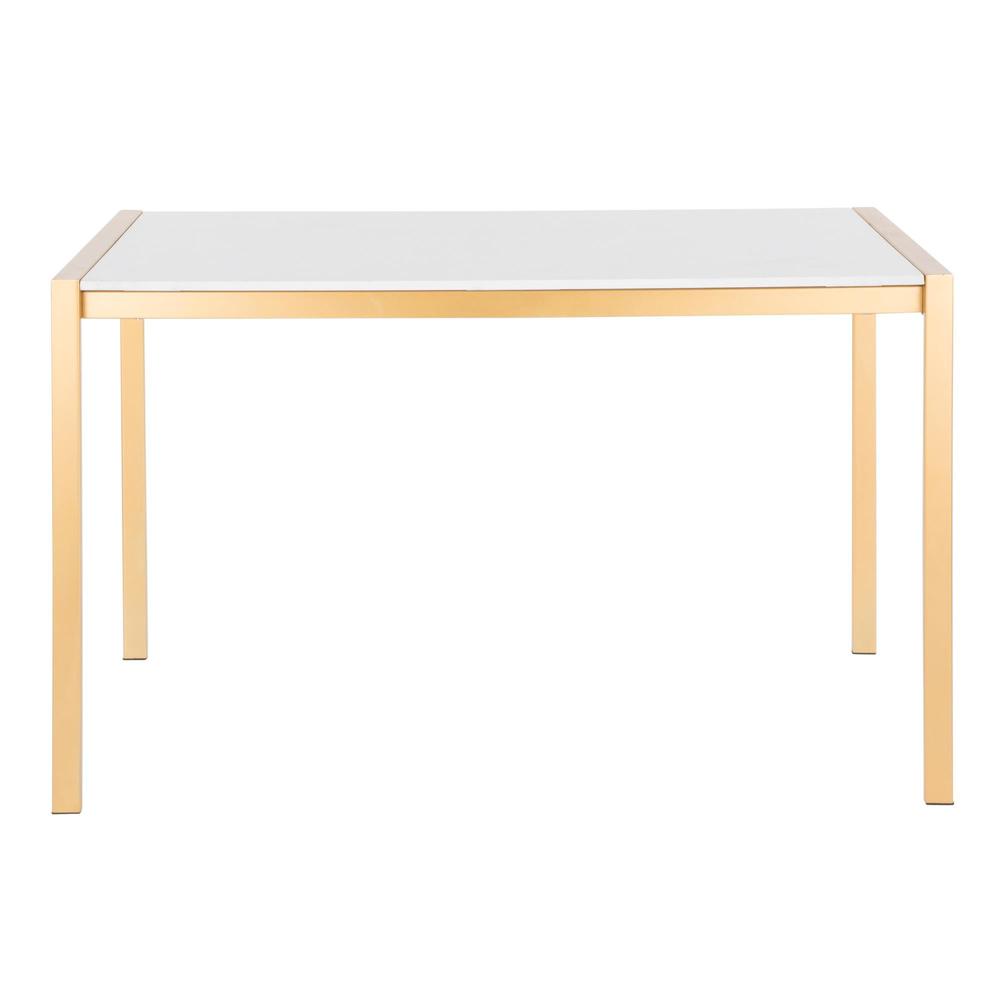 Gold Metal, White Marble Fuji Dinette Table. Picture 4