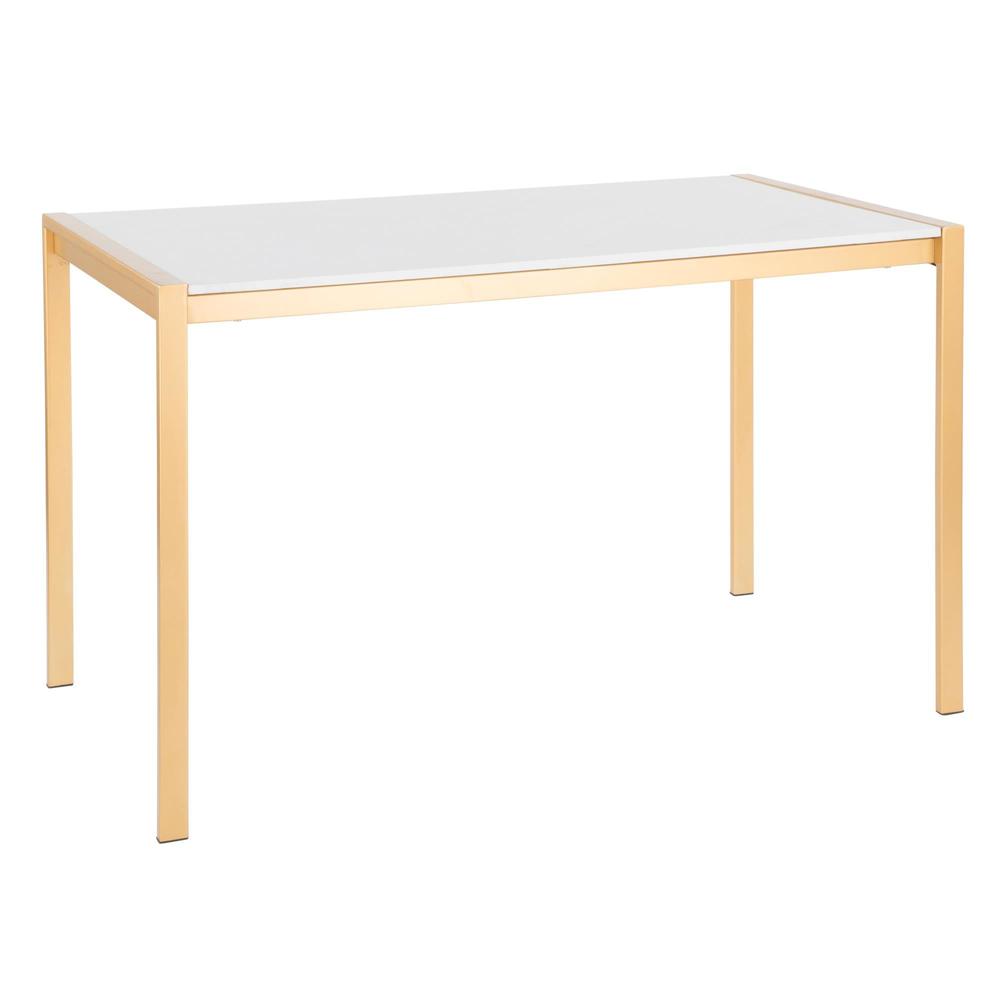 Gold Metal, White Marble Fuji Dinette Table. Picture 1