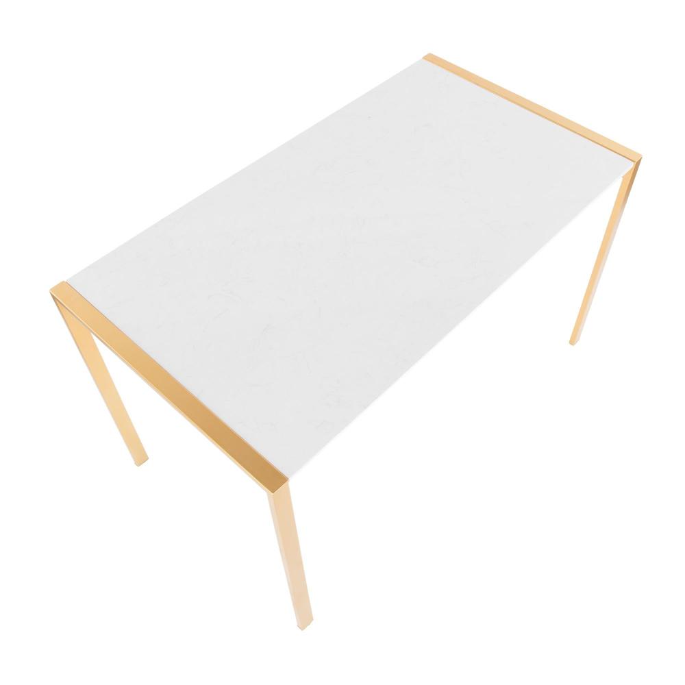 Gold Metal, White Marble Fuji Dinette Table. Picture 5