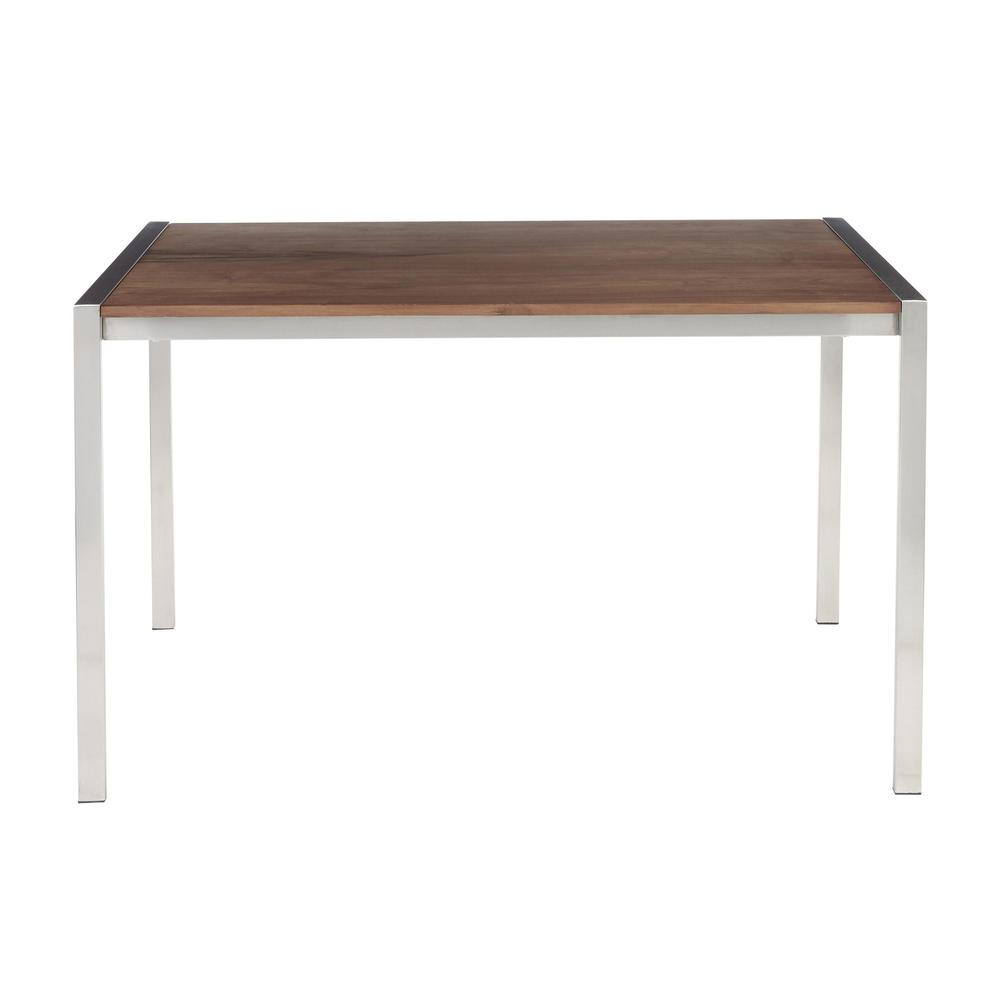 Stainless Steel, Walnut Wood Fuji Dinette Table. Picture 4