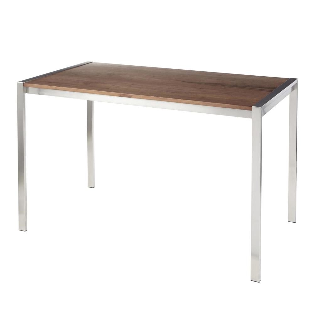 Stainless Steel, Walnut Wood Fuji Dinette Table. Picture 3