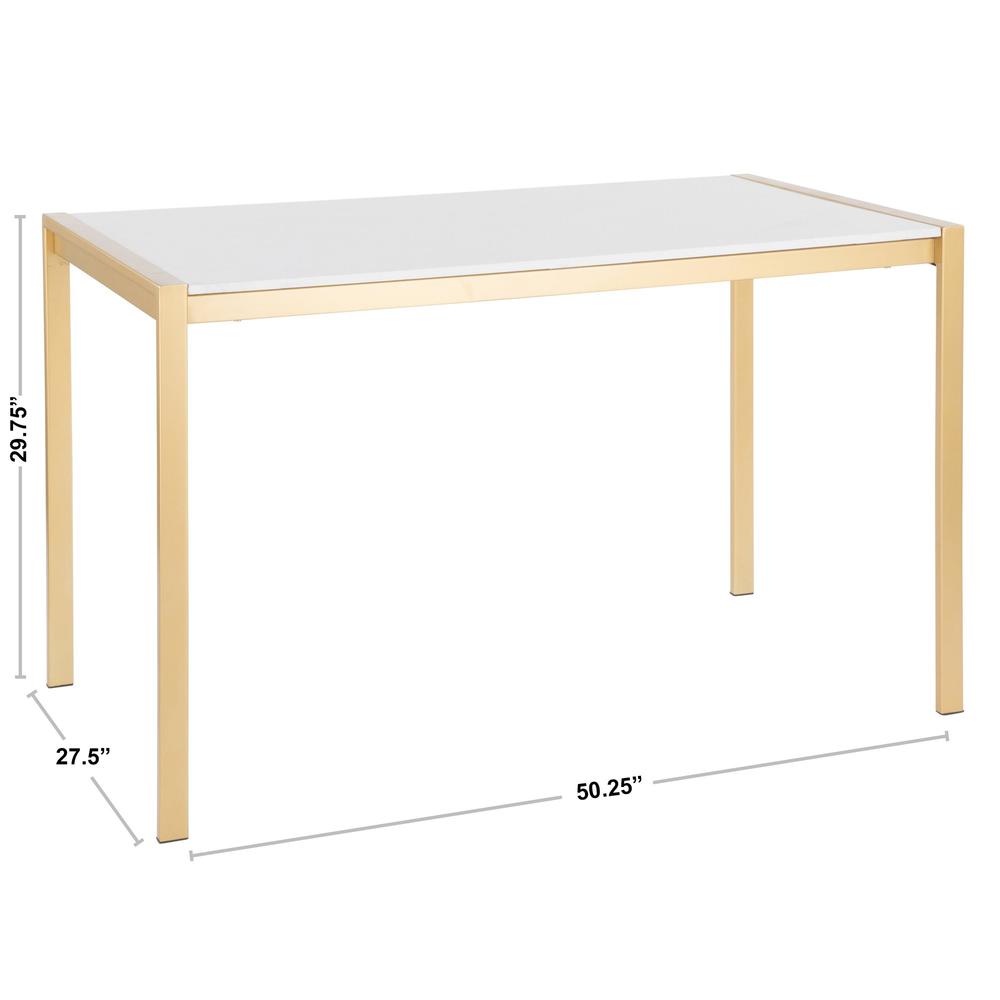 Gold Metal, White Marble Fuji Dinette Table. Picture 6