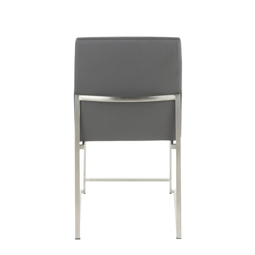 Brushed Stainless Steel, Grey PU High Back Fuji Dining Chair - Set of 2. Picture 5