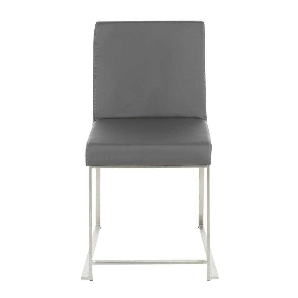 Brushed Stainless Steel, Grey PU High Back Fuji Dining Chair - Set of 2. Picture 6