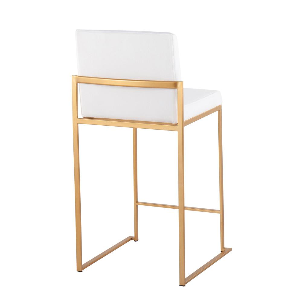 Gold Steel, White Velvet Fuji High Back Counter Stool - Set of 2. Picture 4