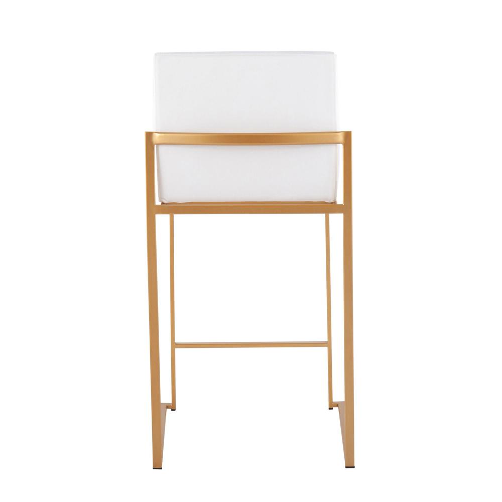 Gold Steel, White Velvet Fuji High Back Counter Stool - Set of 2. Picture 5