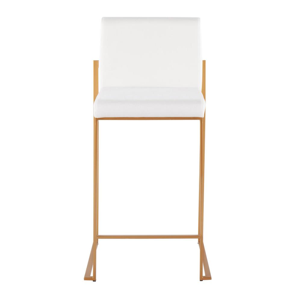 Gold Steel, White Velvet Fuji High Back Counter Stool - Set of 2. Picture 6