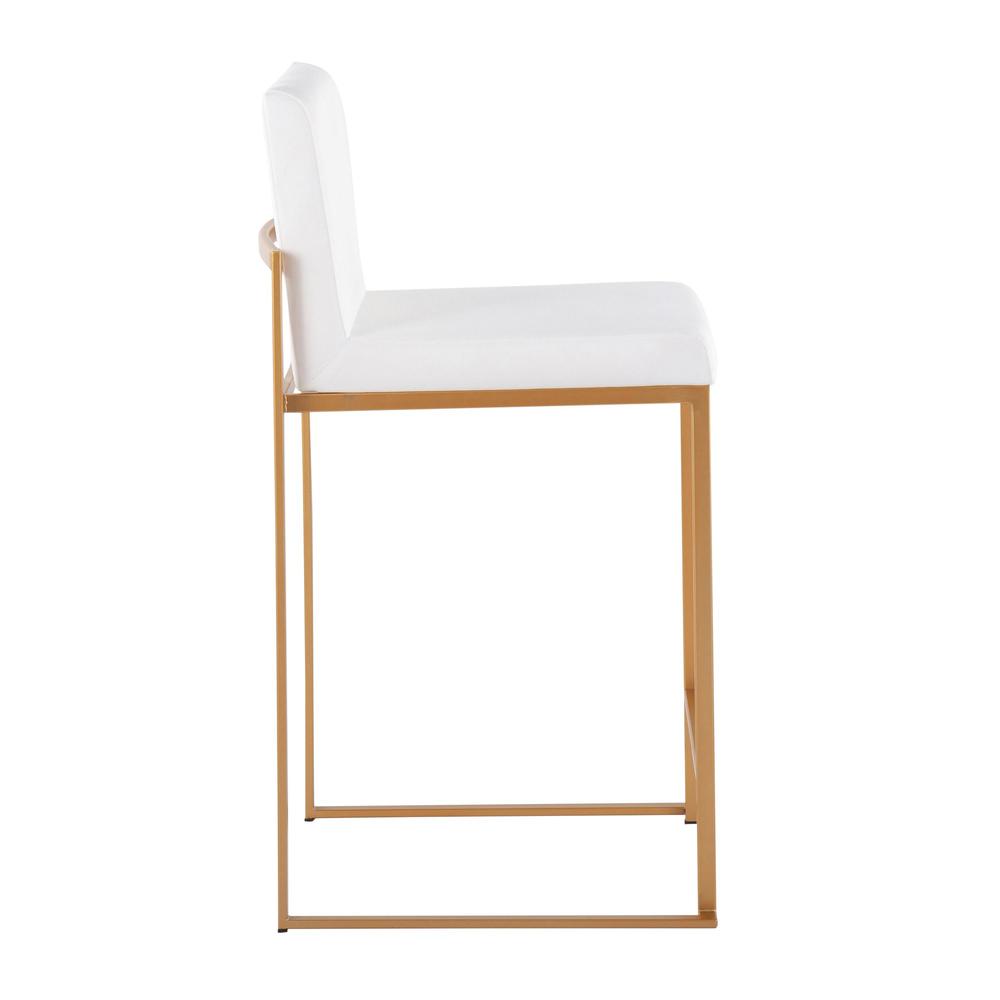 Gold Steel, White Velvet Fuji High Back Counter Stool - Set of 2. Picture 3