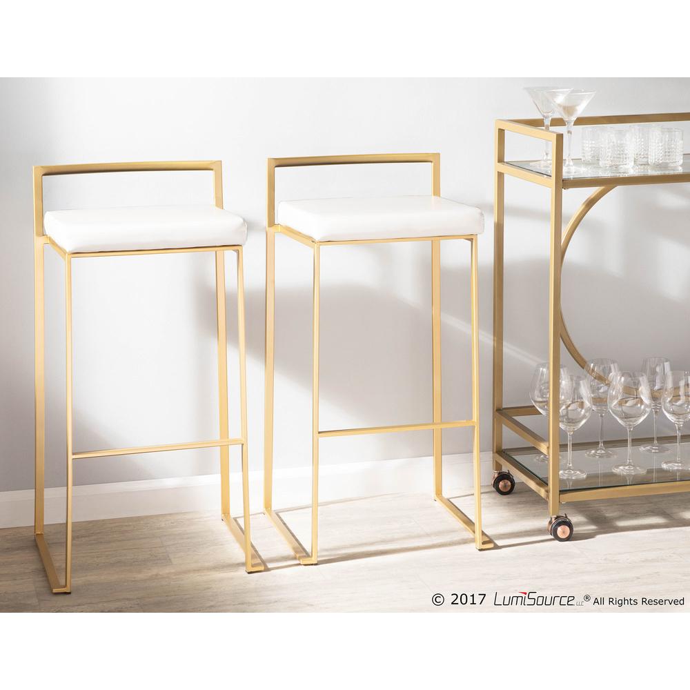 Gold, White Fuji Stacker Barstool - Set of 2. Picture 10
