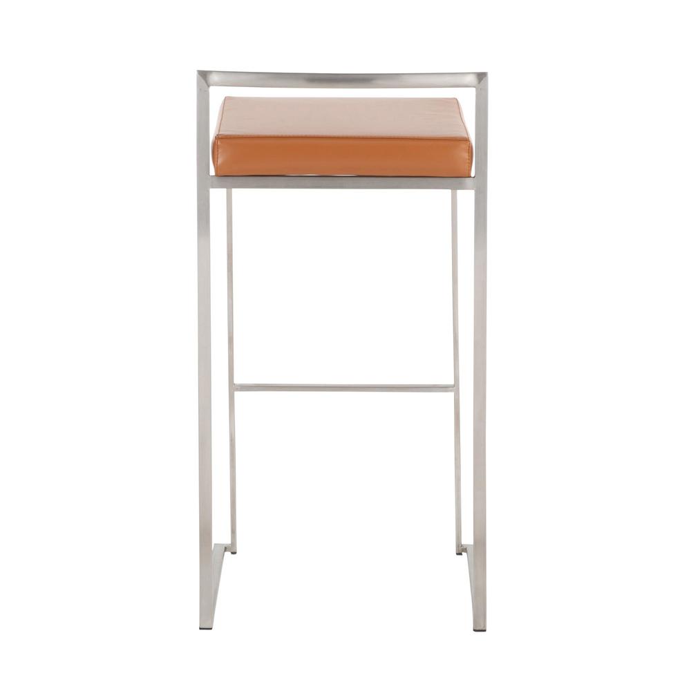 Stainless Steel, Camel Pu Fuji Stacker Barstool - Set of 2. Picture 5