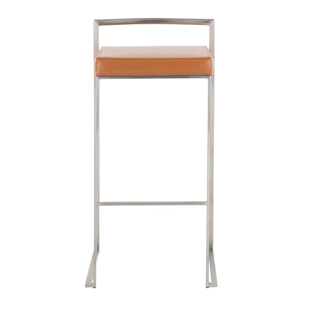 Stainless Steel, Camel Pu Fuji Stacker Barstool - Set of 2. Picture 6