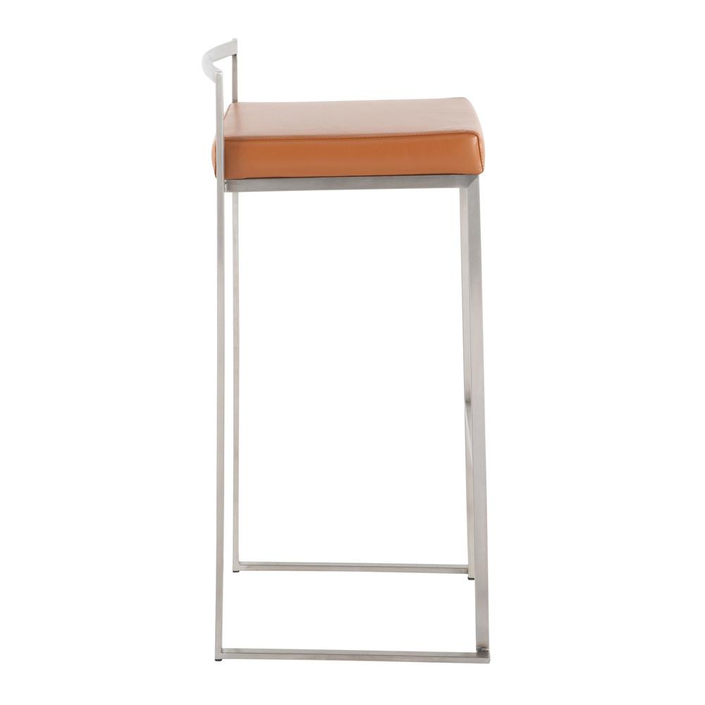Stainless Steel, Camel Pu Fuji Stacker Barstool - Set of 2. Picture 3