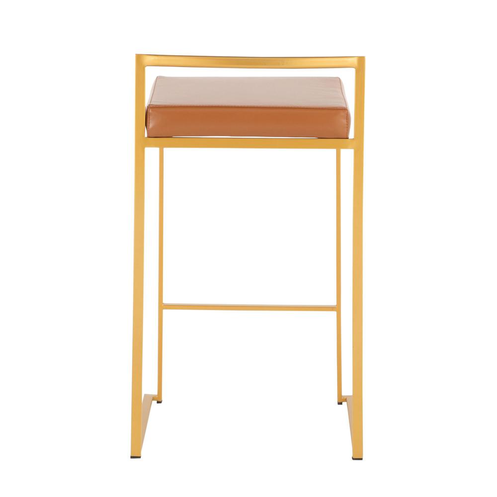 Gold Steel, Camel Pu Fuji Stacker Counter Stool - Set of 2. Picture 5