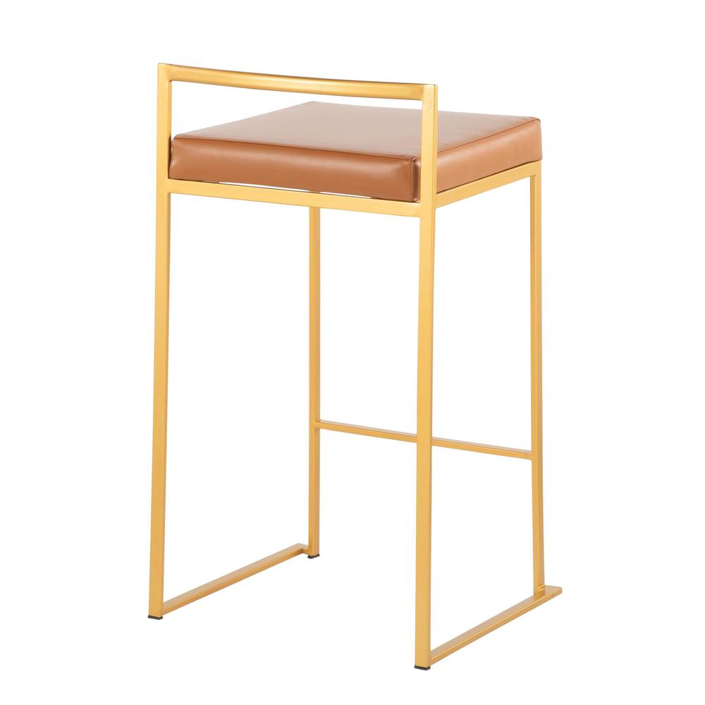 Gold Steel, Camel Pu Fuji Stacker Counter Stool - Set of 2. Picture 4