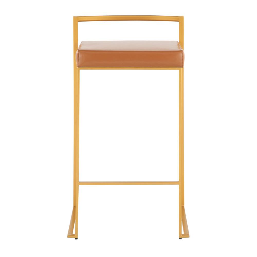 Gold Steel, Camel Pu Fuji Stacker Counter Stool - Set of 2. Picture 6