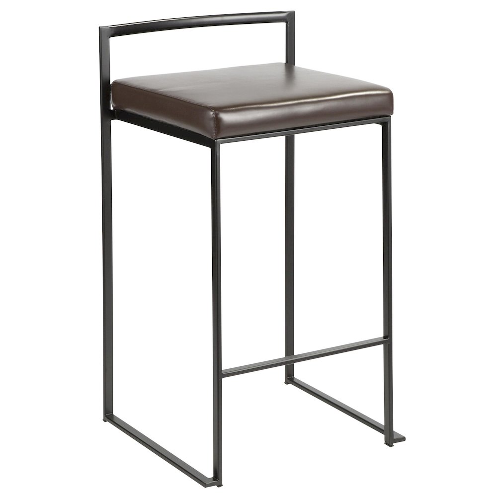 Fuji Stacker 26" Fixed-Height Counter Stool - Set of 3 in Black Metal. Picture 2