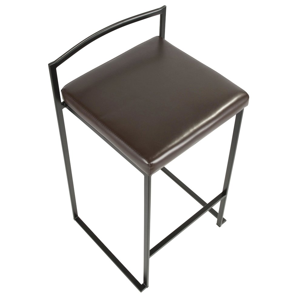Fuji Stacker 26" Fixed-Height Counter Stool - Set of 3 in Black Metal. Picture 7