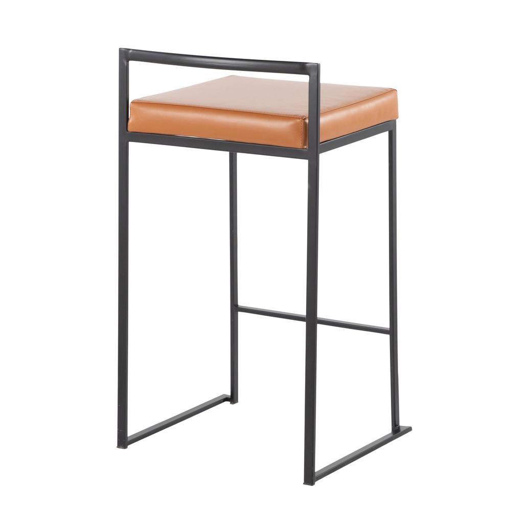 Black Steel, Camel Pu Fuji Stacker Counter Stool - Set of 2. Picture 4