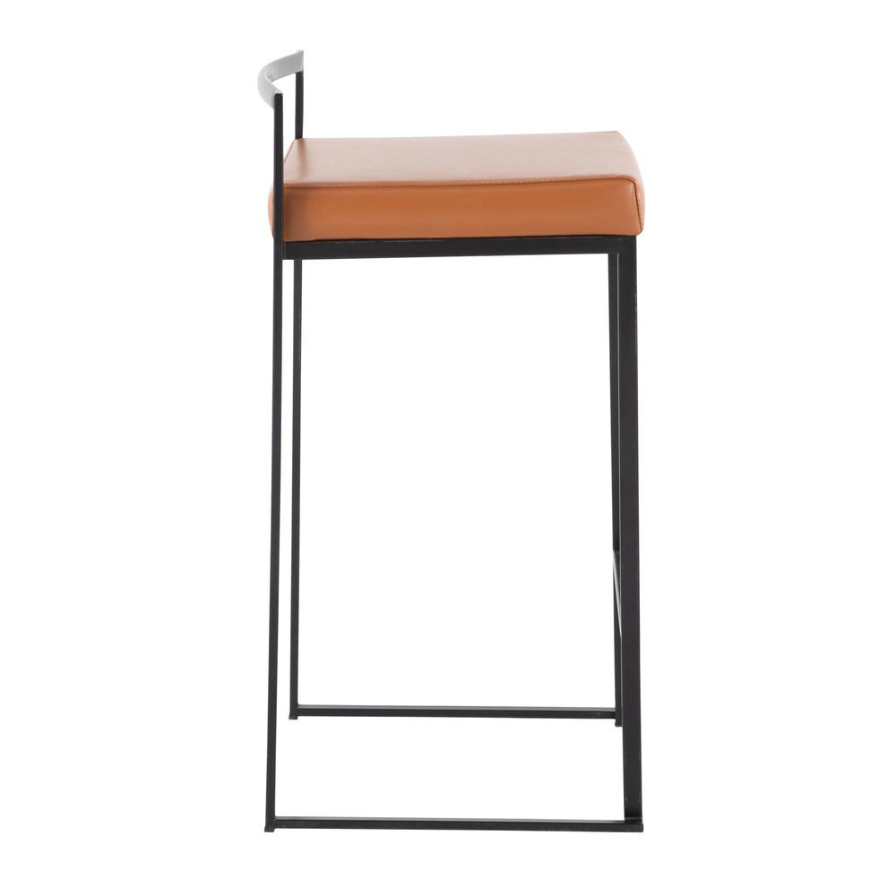 Black Steel, Camel Pu Fuji Stacker Counter Stool - Set of 2. Picture 3