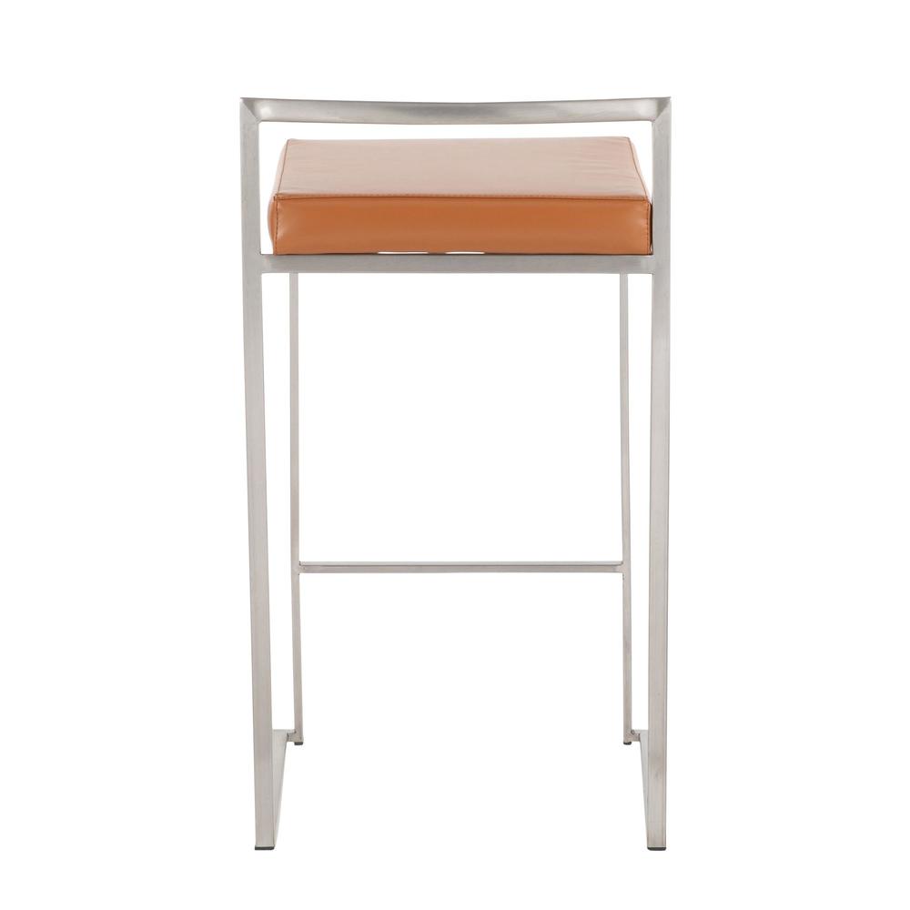 Brushed Stainless Steel, Camel Pu Fuji Stacker Counter Stool - Set of 2. Picture 5
