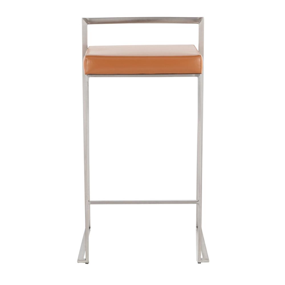 Brushed Stainless Steel, Camel Pu Fuji Stacker Counter Stool - Set of 2. Picture 6