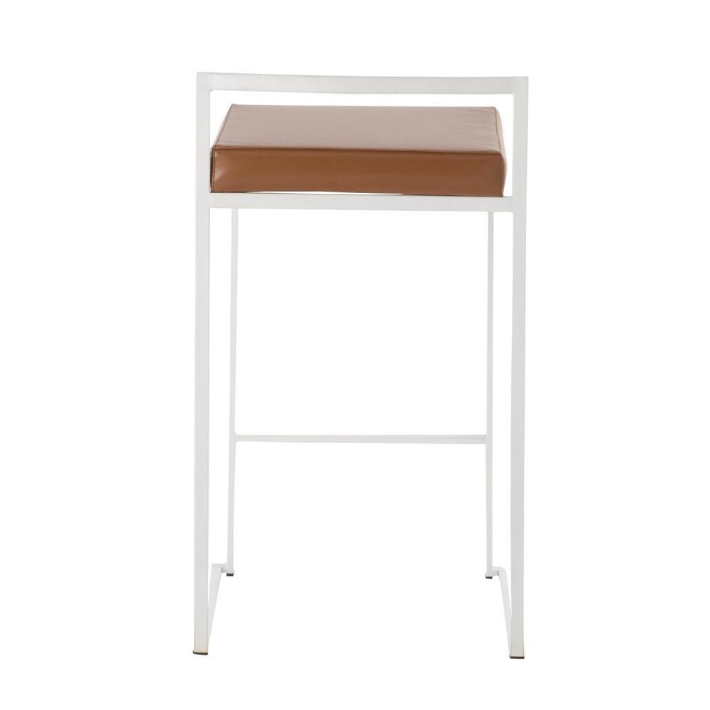 White Steel, Camel Pu Fuji Stacker Counter Stool - Set of 2. Picture 5