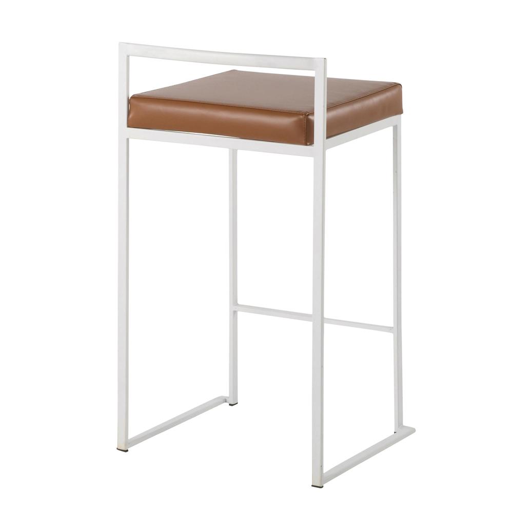 White Steel, Camel Pu Fuji Stacker Counter Stool - Set of 2. Picture 4