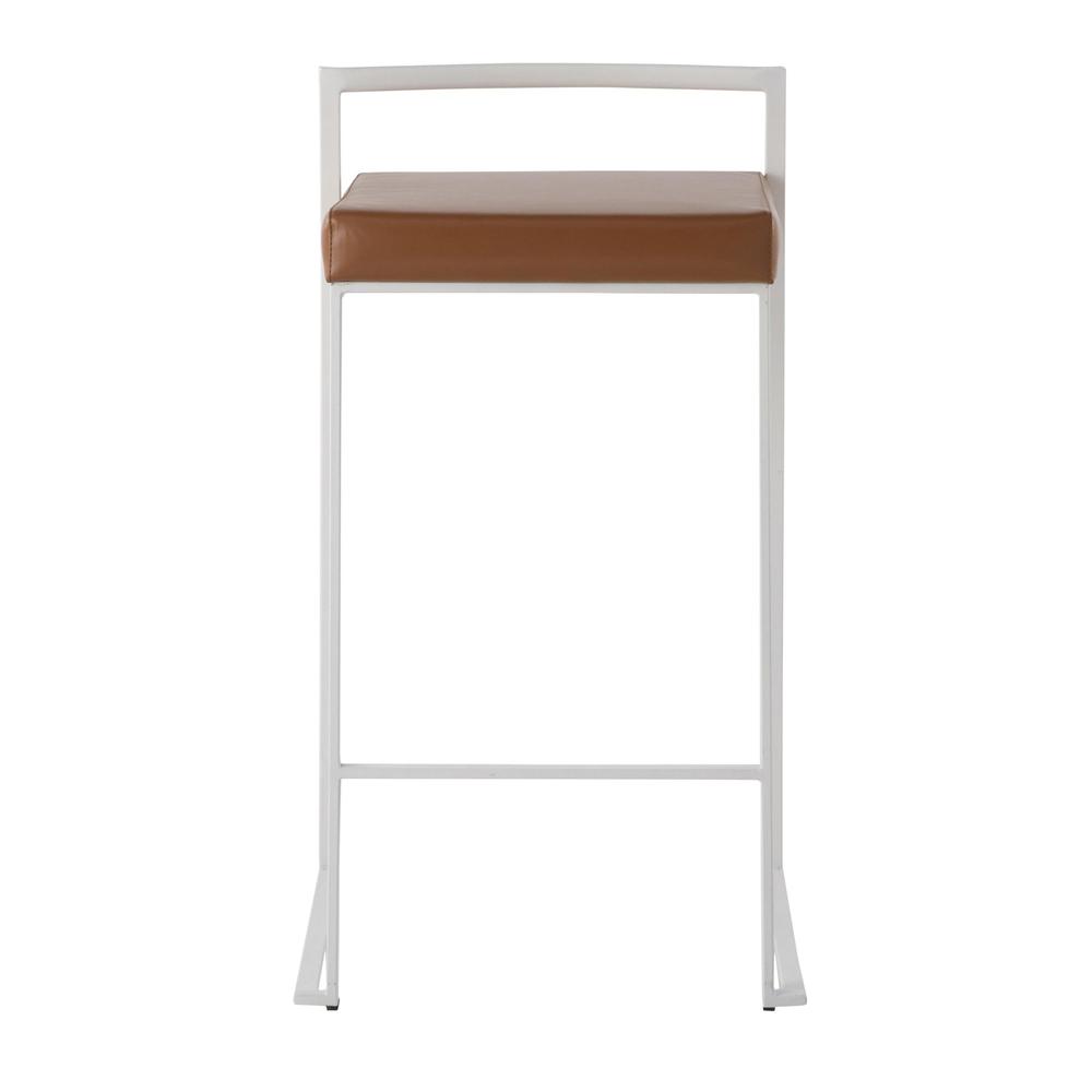 White Steel, Camel Pu Fuji Stacker Counter Stool - Set of 2. Picture 6