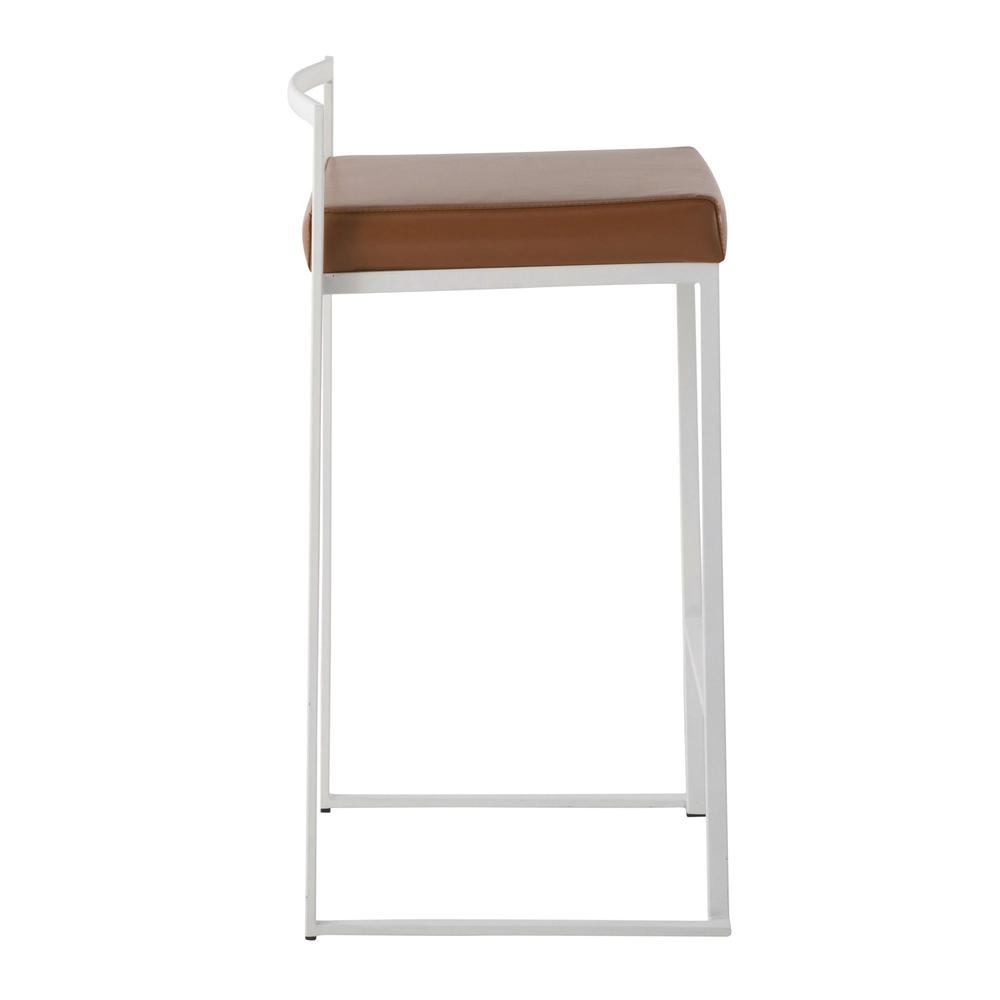 White Steel, Camel Pu Fuji Stacker Counter Stool - Set of 2. Picture 3