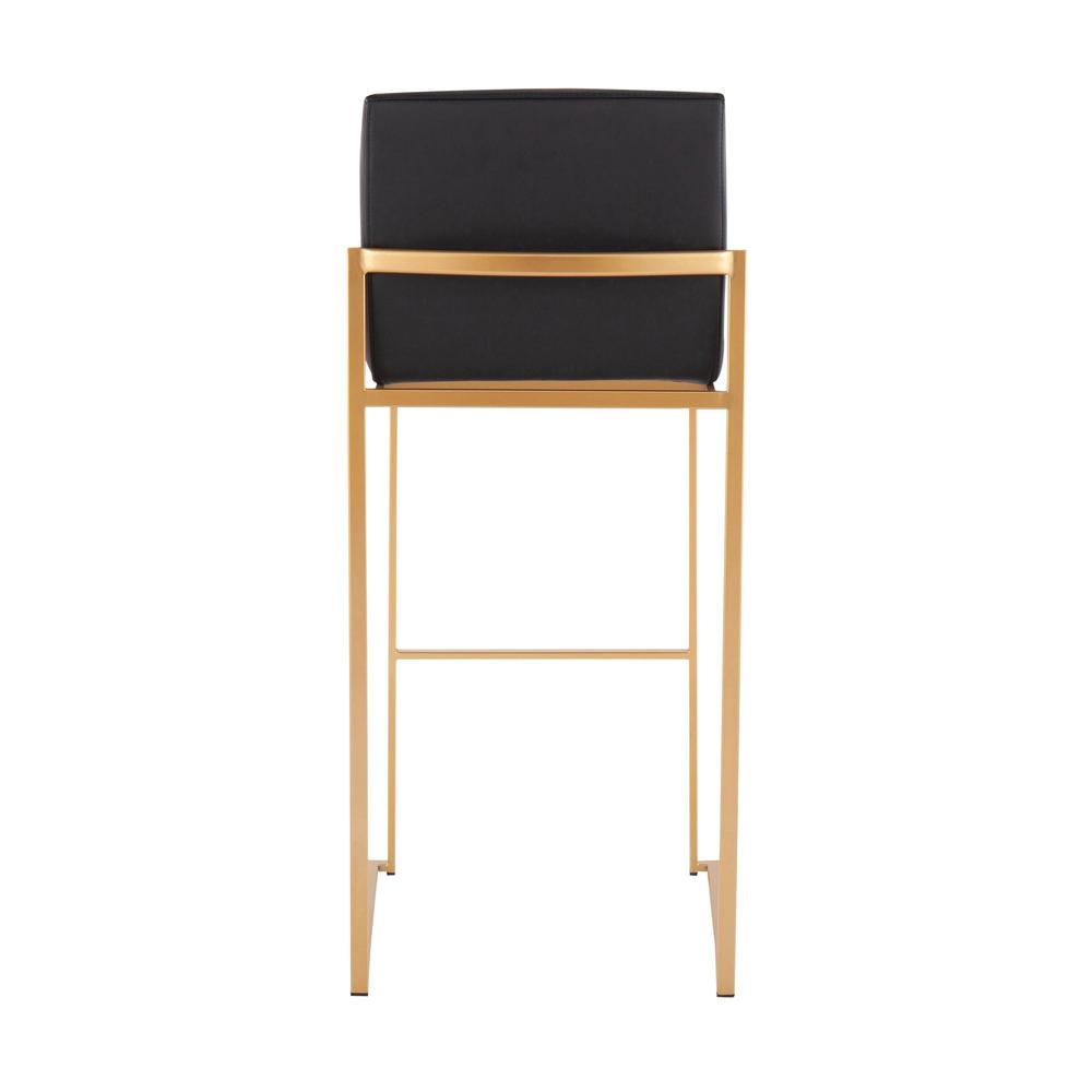 Gold Steel, Black PU Fuji High Back Barstool - Set of 2. Picture 5