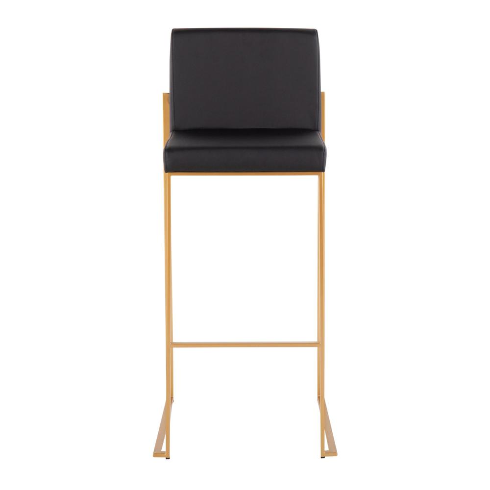 Gold Steel, Black PU Fuji High Back Barstool - Set of 2. Picture 6
