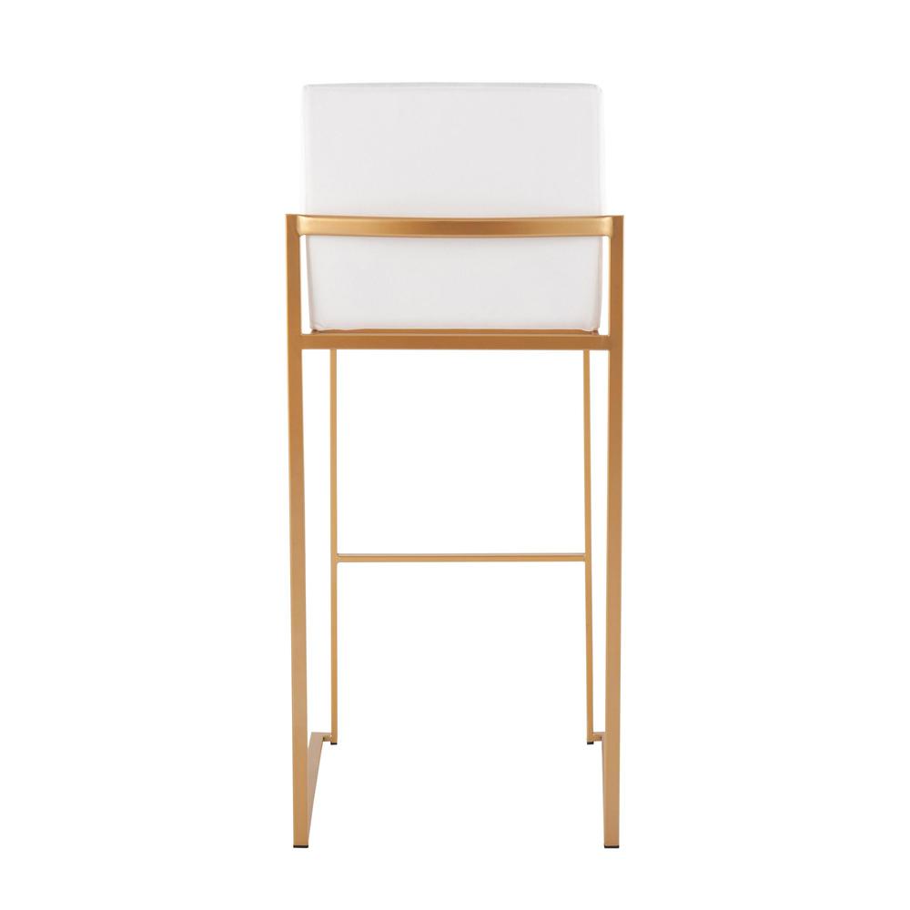 Gold Steel, White Velvet Fuji High Back Barstool - Set of 2. Picture 5