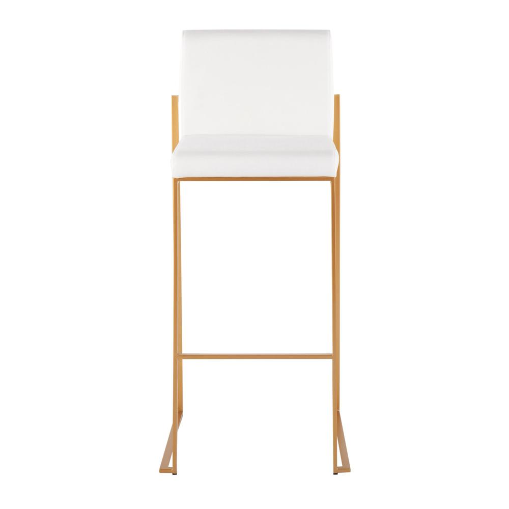 Gold Steel, White Velvet Fuji High Back Barstool - Set of 2. Picture 6