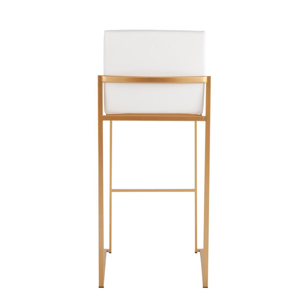 Gold Steel, White PU Fuji High Back Barstool - Set of 2. Picture 5