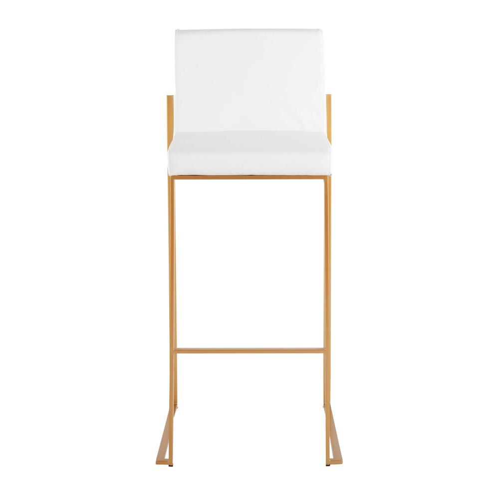 Gold Steel, White PU Fuji High Back Barstool - Set of 2. Picture 6