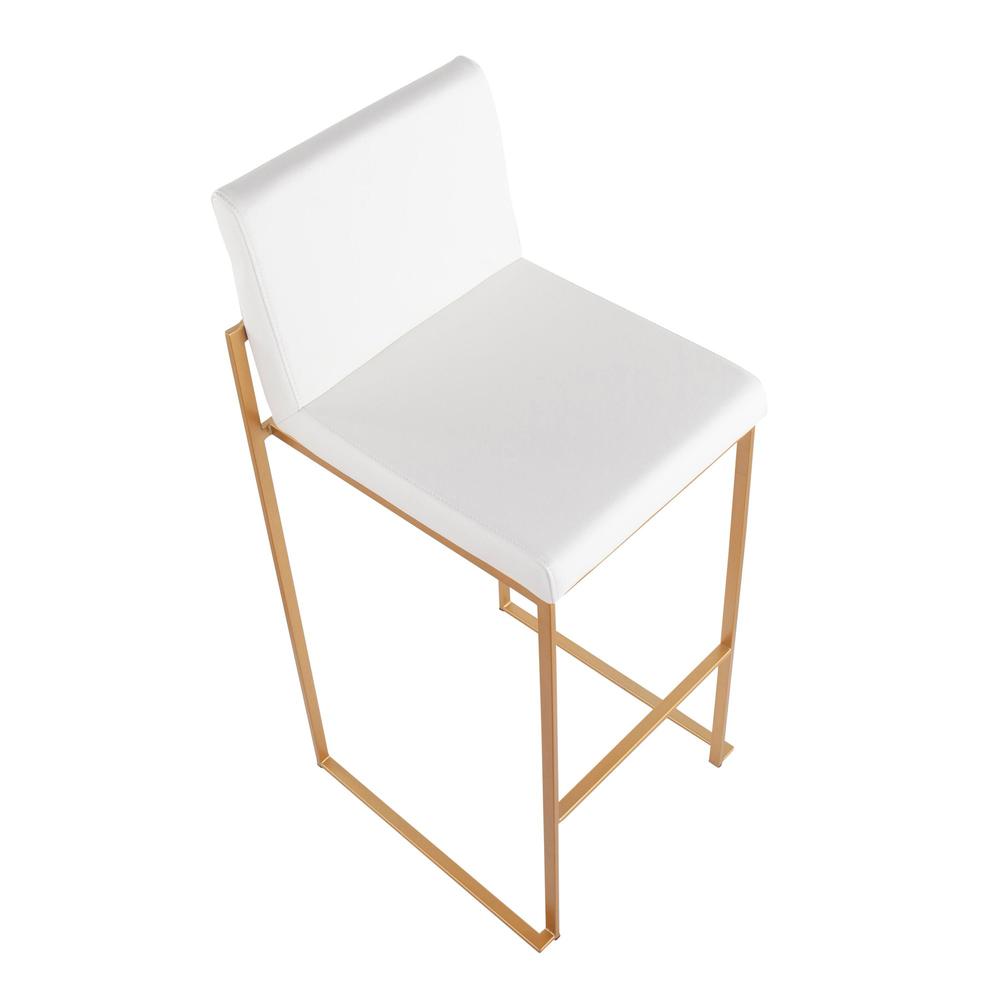 Gold Steel, White PU Fuji High Back Barstool - Set of 2. Picture 7