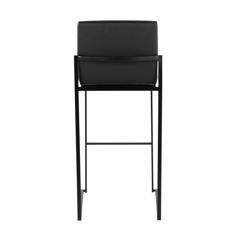 Black Steel, Black PU Fuji High Back Barstool - Set of 2. Picture 5
