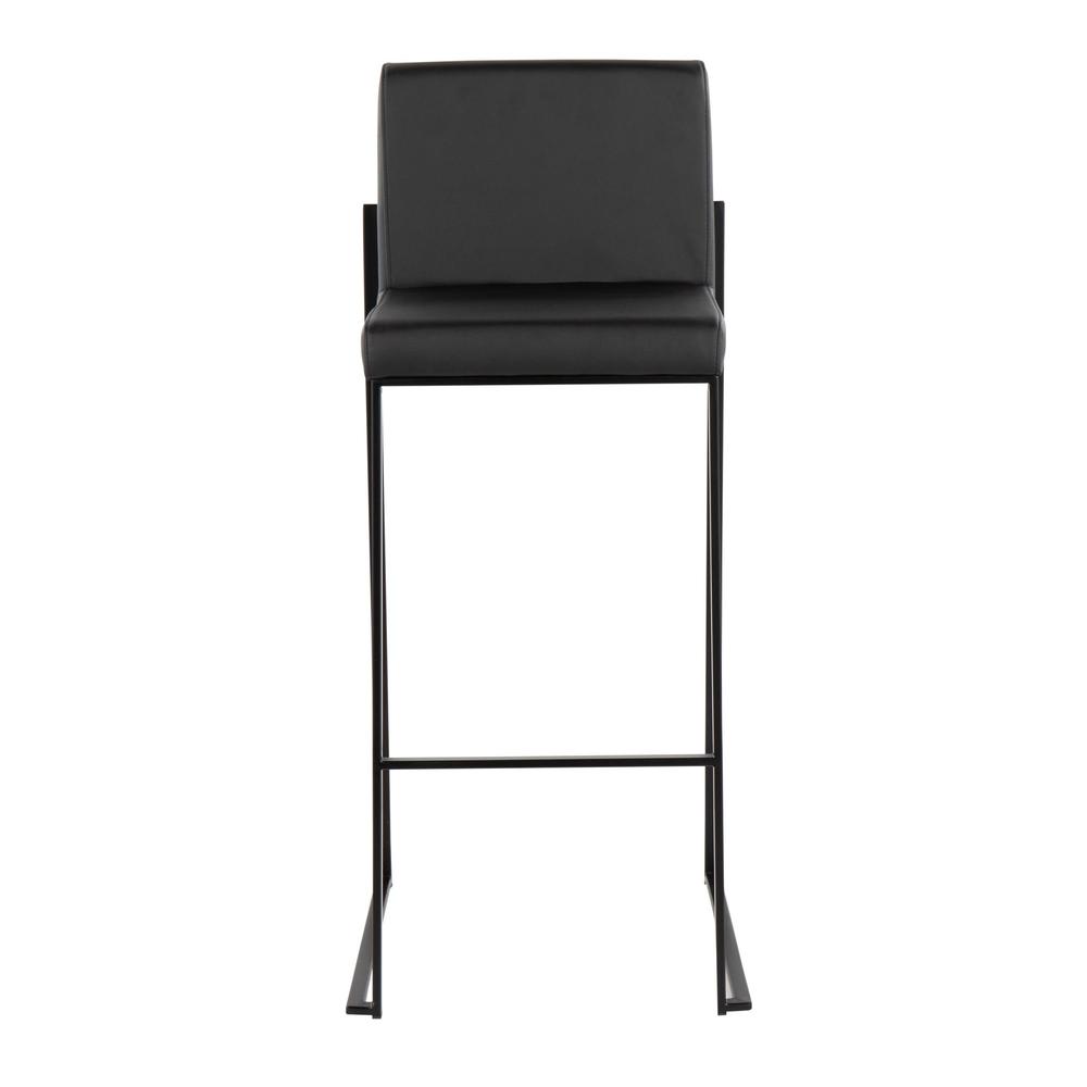 Black Steel, Black PU Fuji High Back Barstool - Set of 2. Picture 6