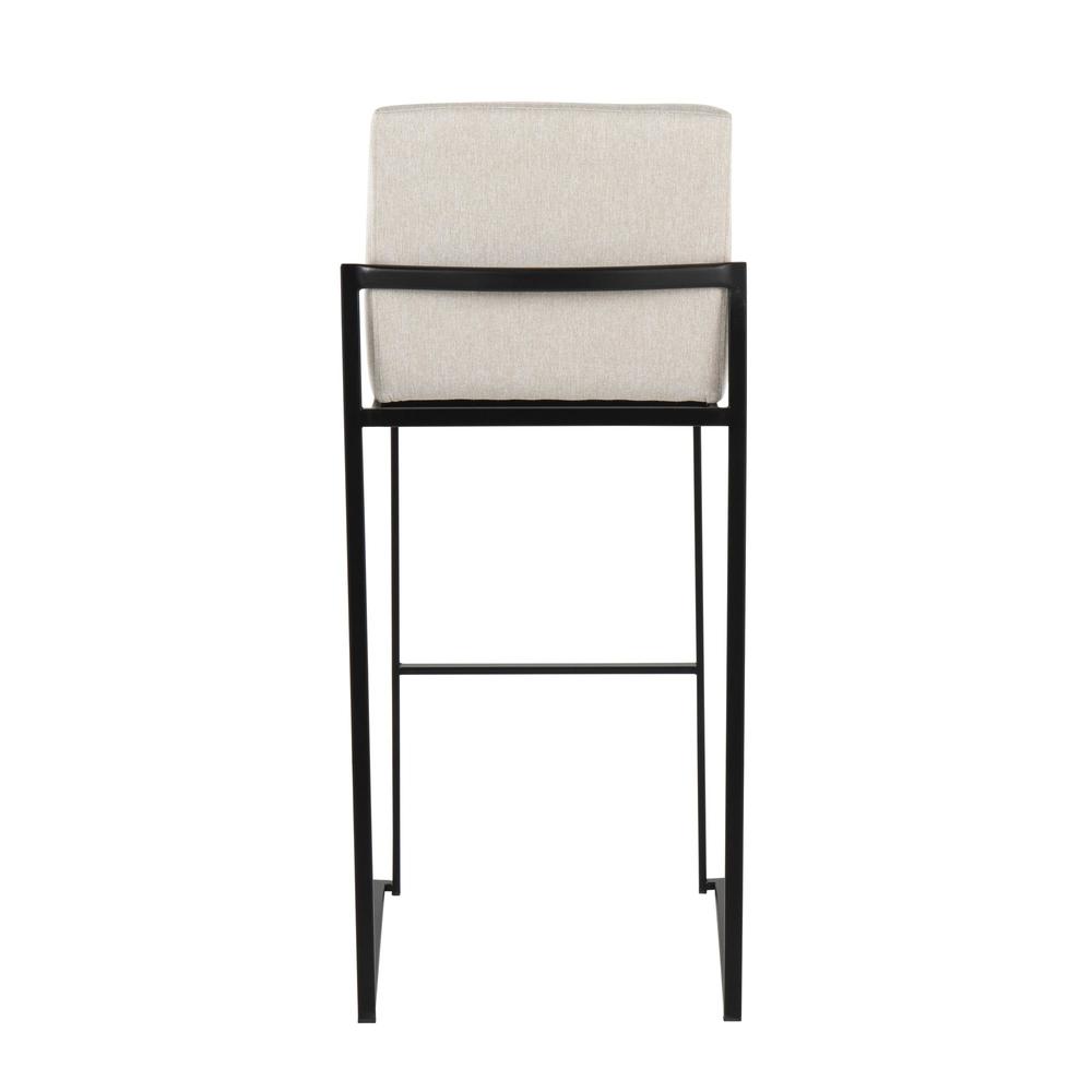 Black Steel, Beige Fabric Fuji High Back Barstool - Set of 2. Picture 5