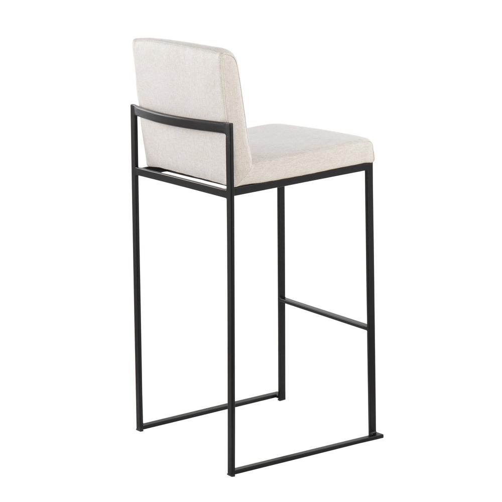 Black Steel, Beige Fabric Fuji High Back Barstool - Set of 2. Picture 4
